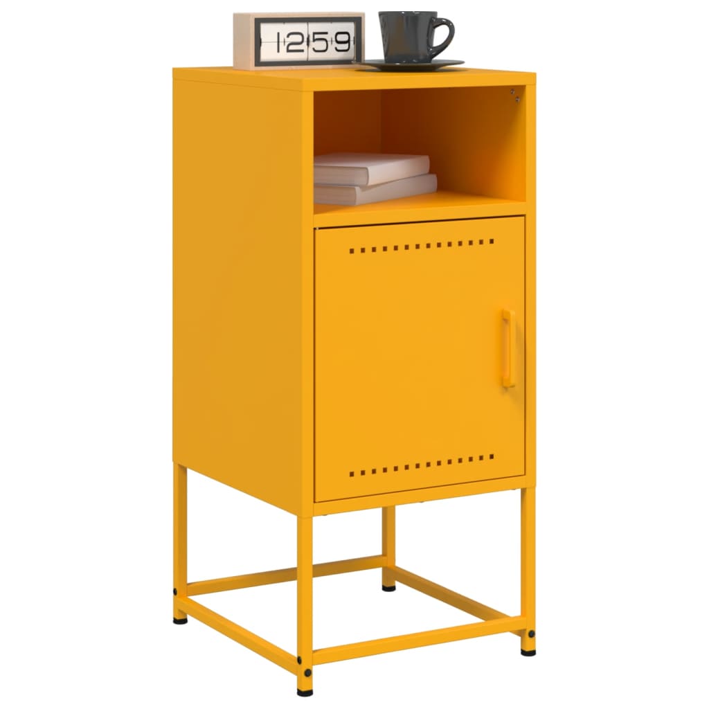 Tables de chevet 2 pcs. Jaune moutarde 36x39x78 cm en acier