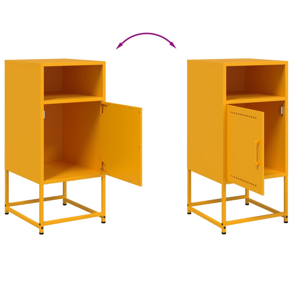 Tables de chevet 2 pcs. Jaune moutarde 36x39x78 cm en acier