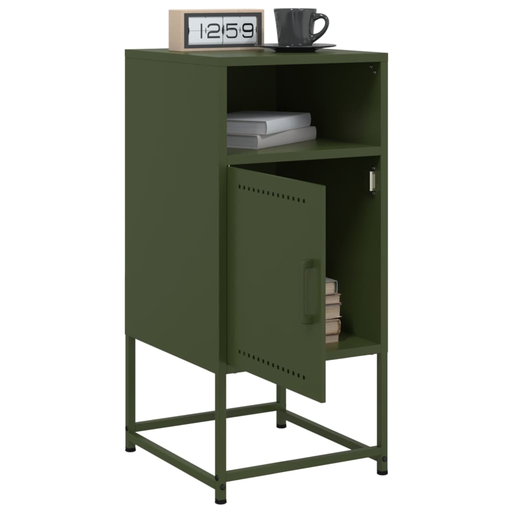 Bedside tables 2 pcs. Olive green 36x39x78 cm steel