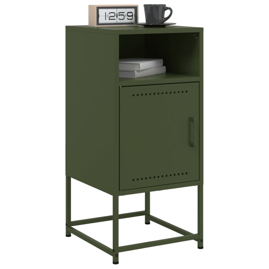 Bedside tables 2 pcs. Olive green 36x39x78 cm steel
