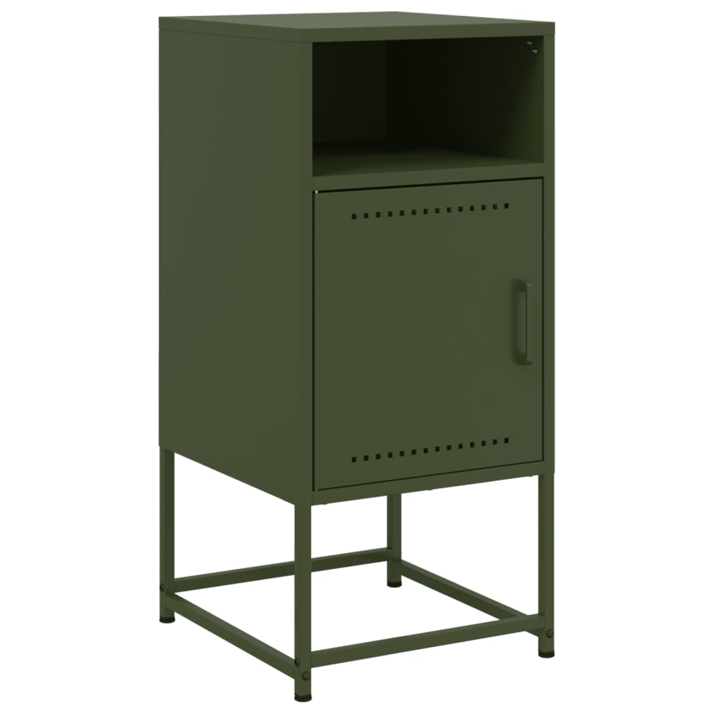 Bedside tables 2 pcs. Olive green 36x39x78 cm steel
