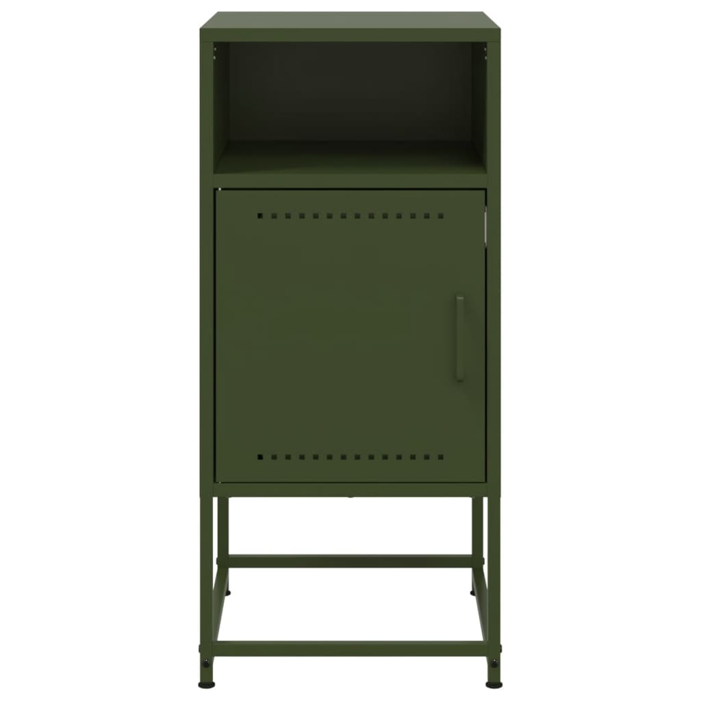 Bedside tables 2 pcs. Olive green 36x39x78 cm steel