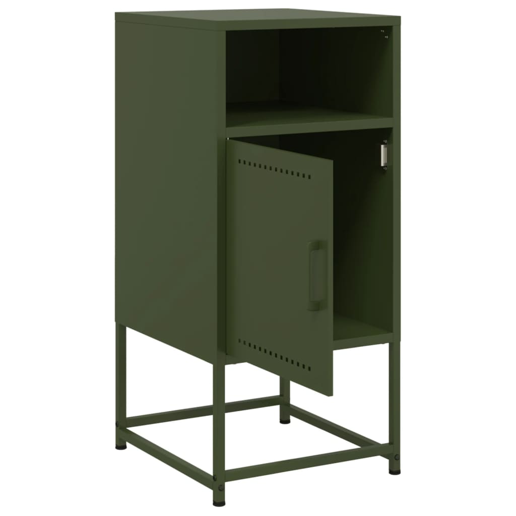 Bedside tables 2 pcs. Olive green 36x39x78 cm steel