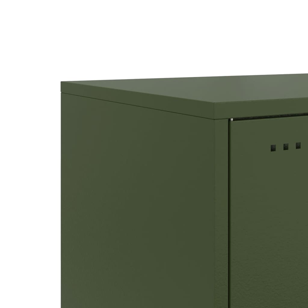 Bedside tables 2 pcs. Olive green 36x39x78 cm steel