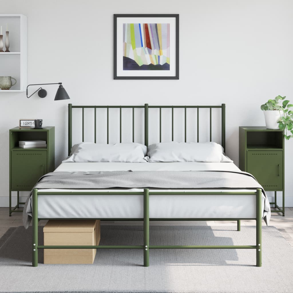 Bedside tables 2 pcs. Olive green 36x39x78 cm steel