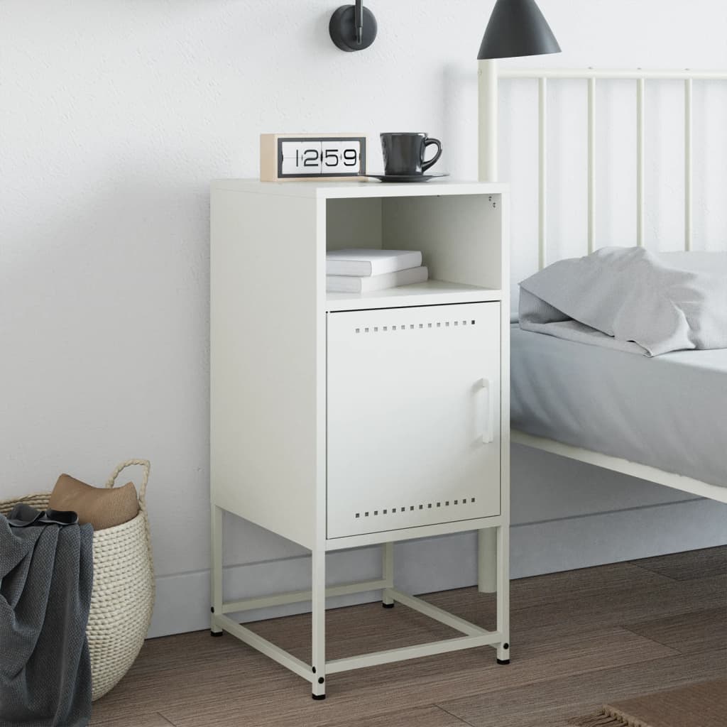Bedside Table White 36x39x78 cm Steel