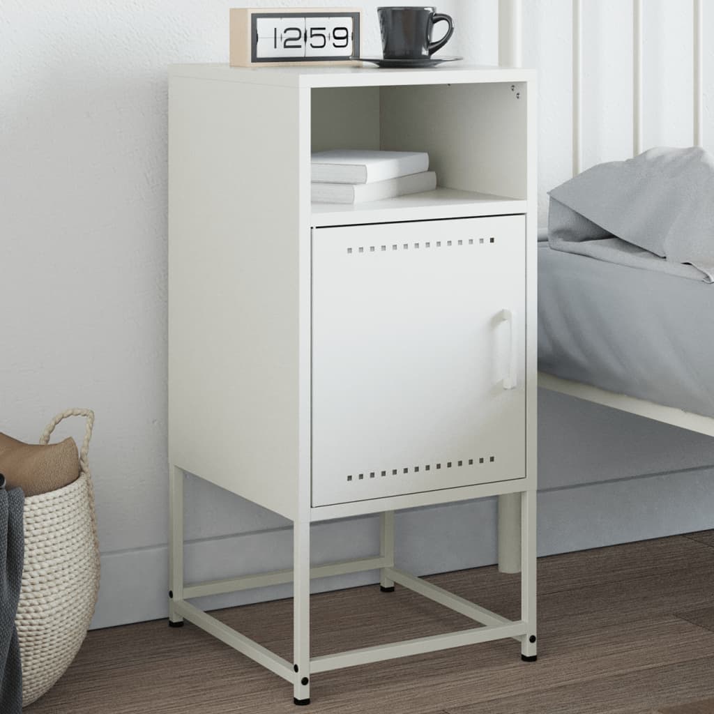 Bedside Table White 36x39x78 cm Steel