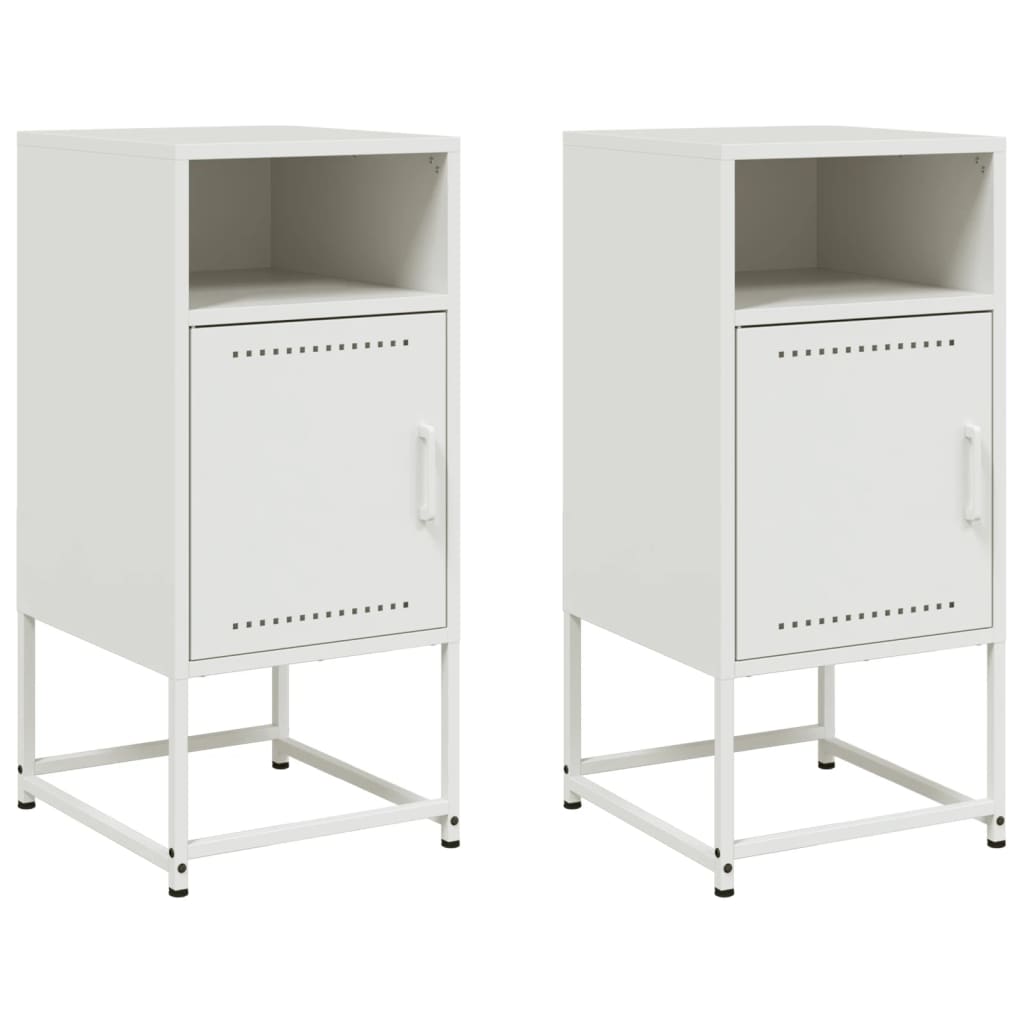 Tables de chevet 2 pcs. Blanc 36x39x78 cm en acier
