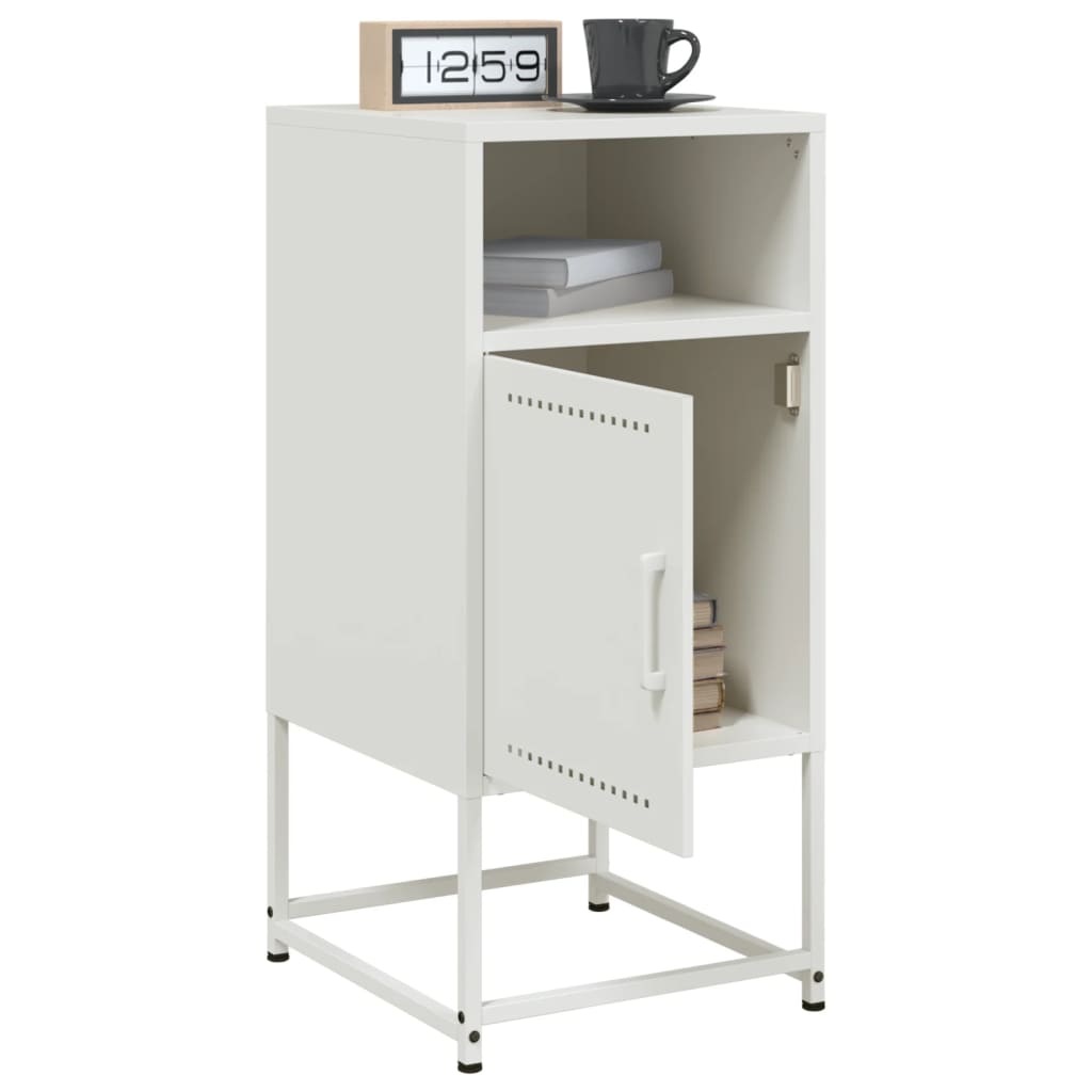 Tables de chevet 2 pcs. Blanc 36x39x78 cm en acier