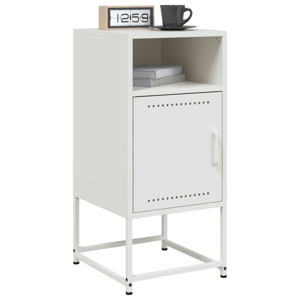 Tables de chevet 2 pcs. Blanc 36x39x78 cm en acier