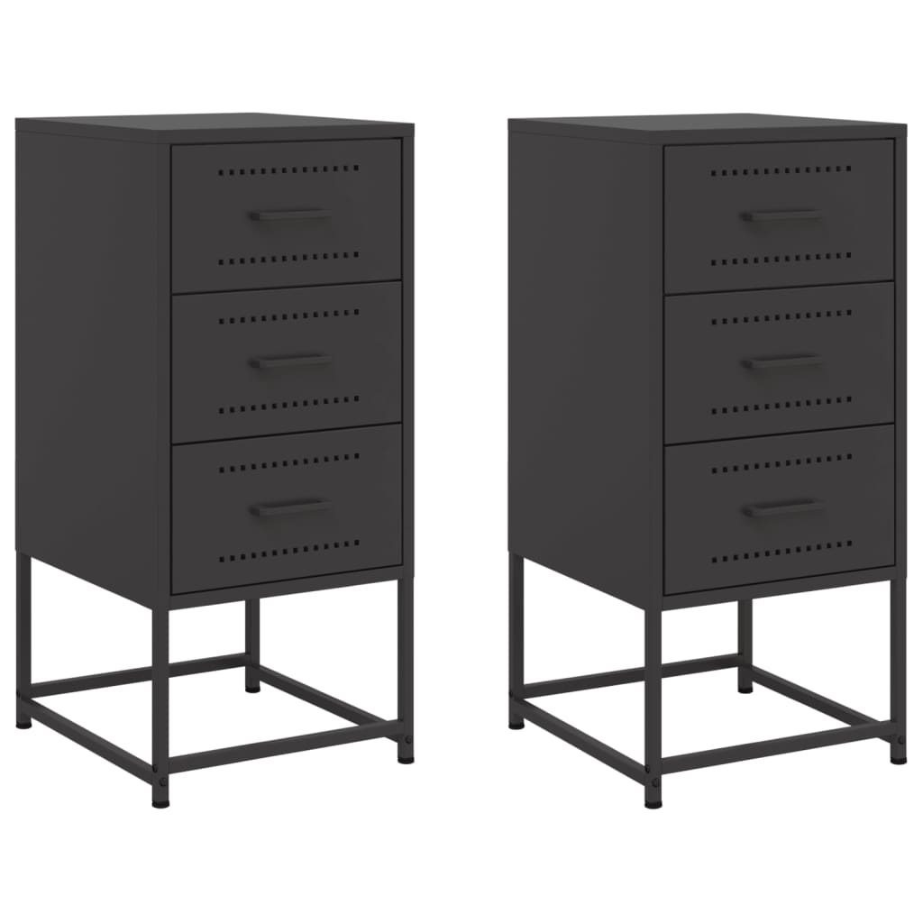 Tables de chevet 2 pcs. Noir 36x39x78 cm acier