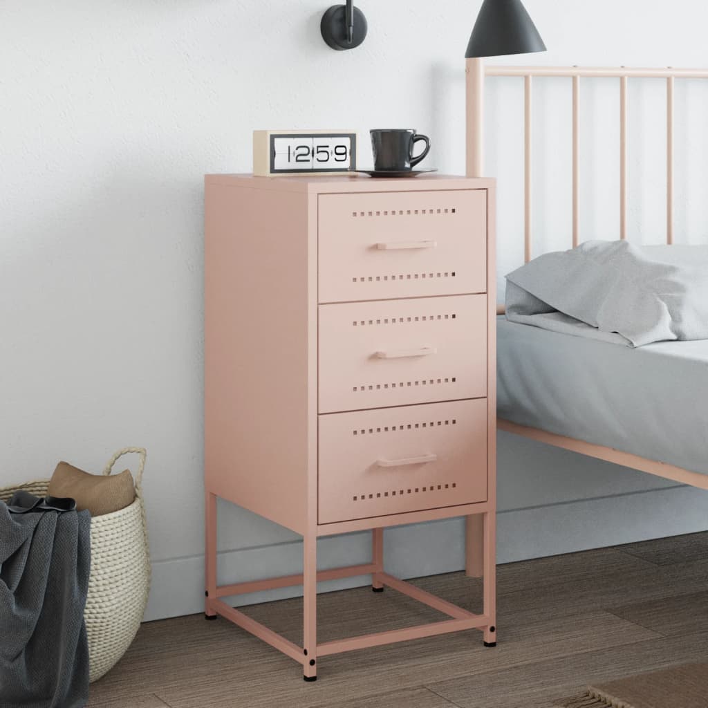 Bedside Table Pink 36x39x78 cm Steel