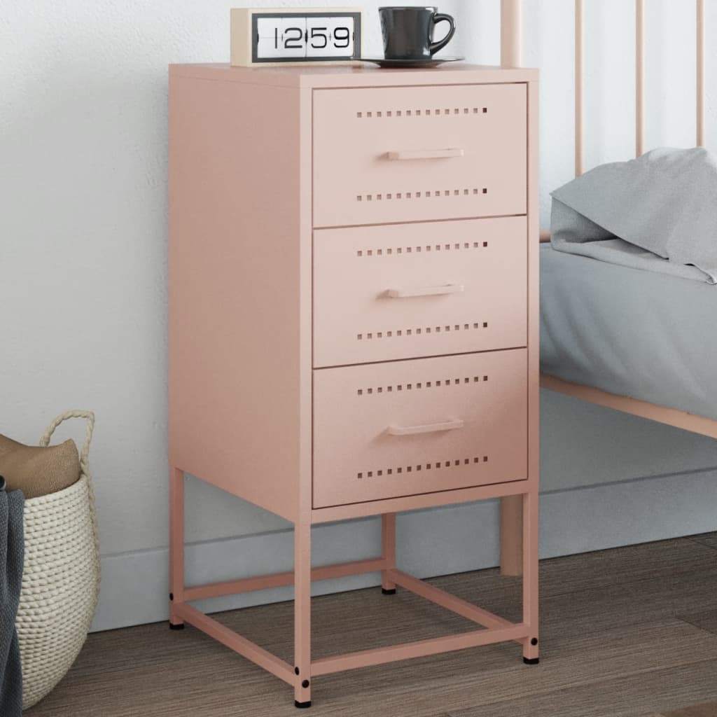 Bedside Table Pink 36x39x78 cm Steel
