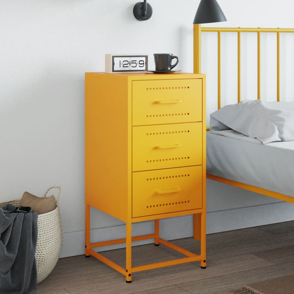Bedside table mustard yellow 36x39x78 cm steel