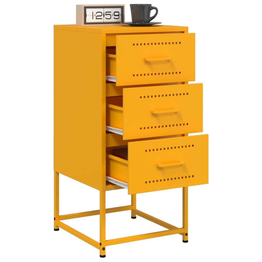 Bedside table mustard yellow 36x39x78 cm steel