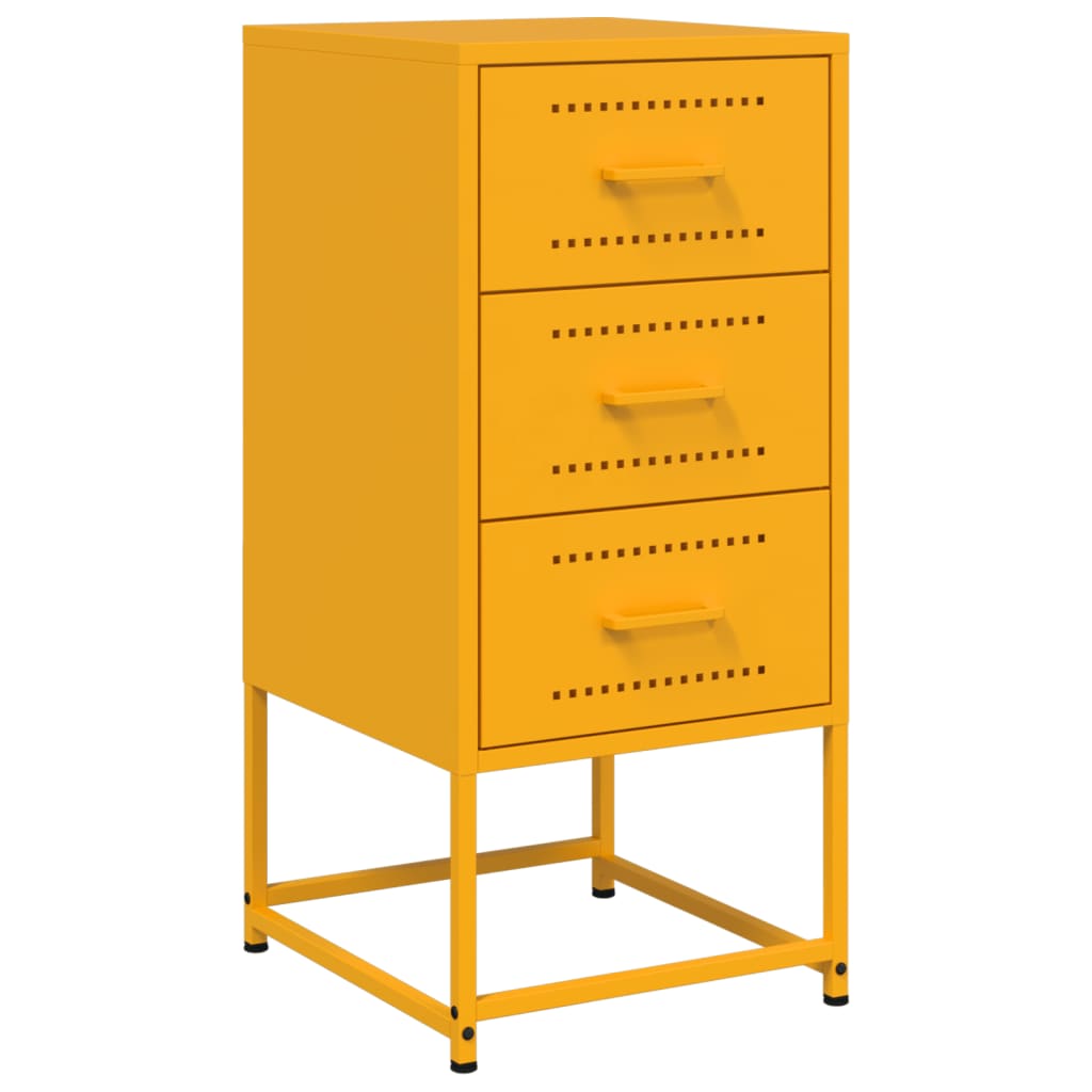 Tables de chevet 2 pcs. Jaune moutarde 36x39x78 cm en acier