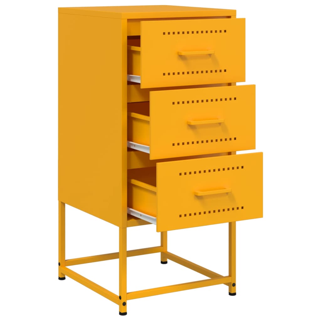 Tables de chevet 2 pcs. Jaune moutarde 36x39x78 cm en acier