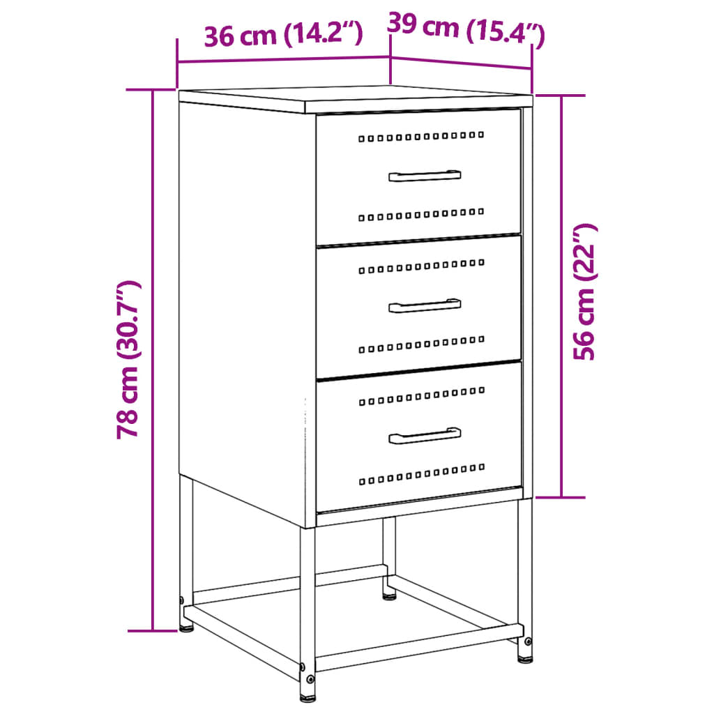 Tables de chevet 2 pcs. Jaune moutarde 36x39x78 cm en acier