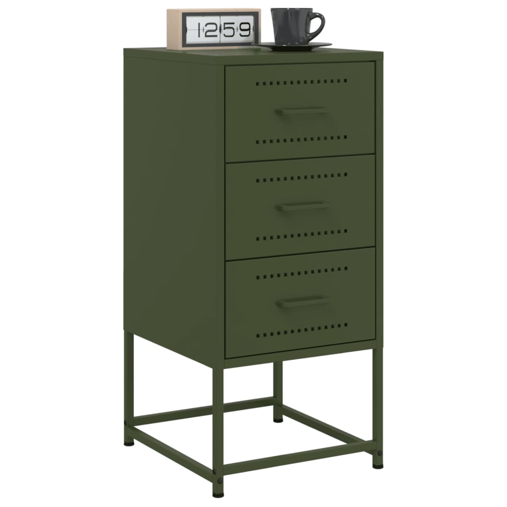 Bedside tables 2 pcs. Olive green 36x39x78 cm steel