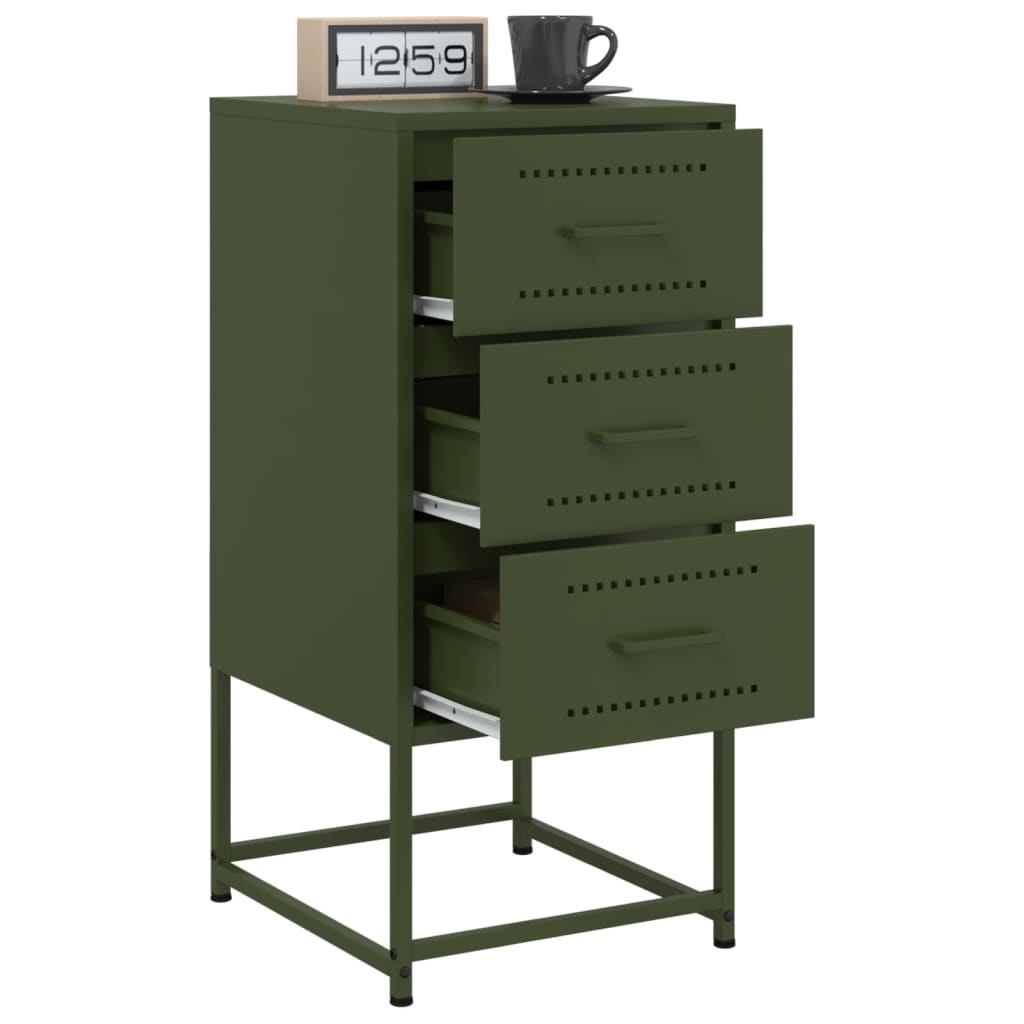 Bedside tables 2 pcs. Olive green 36x39x78 cm steel