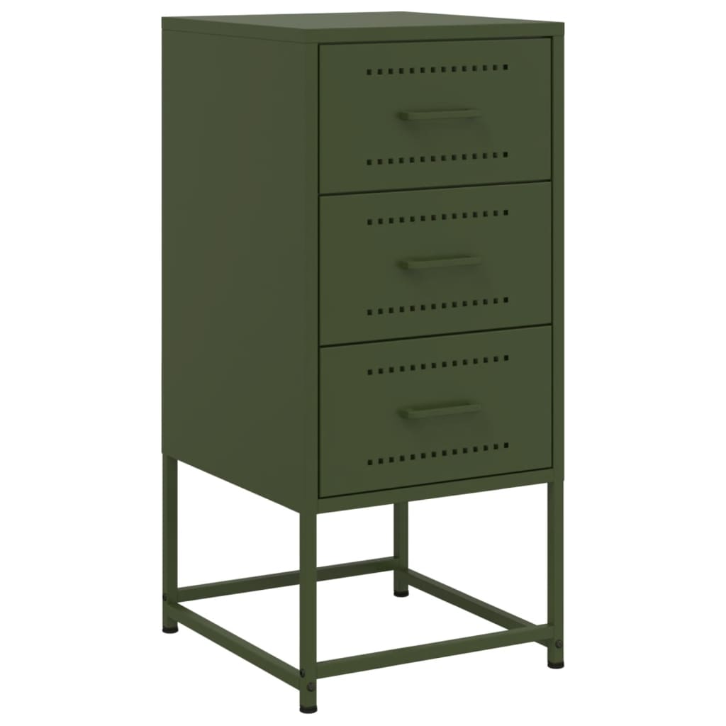 Bedside tables 2 pcs. Olive green 36x39x78 cm steel