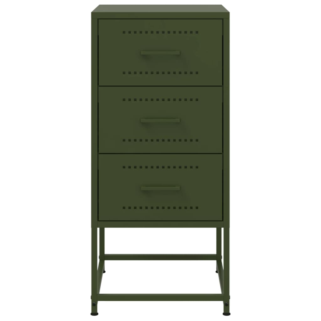 Bedside tables 2 pcs. Olive green 36x39x78 cm steel
