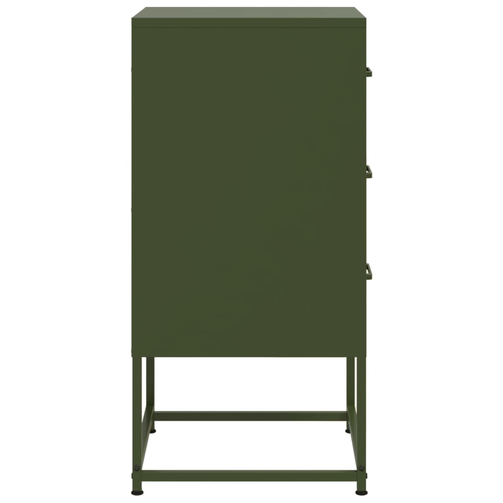 Bedside tables 2 pcs. Olive green 36x39x78 cm steel