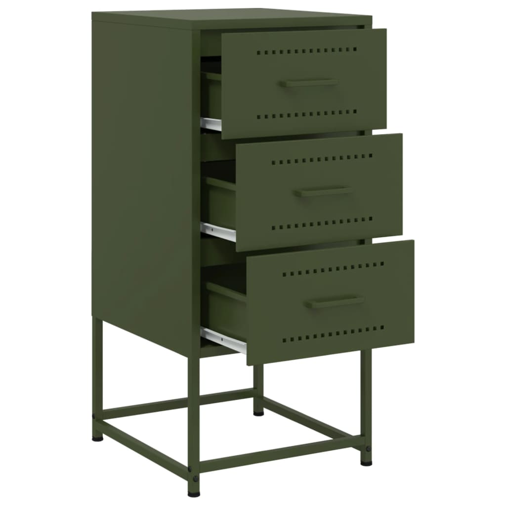 Bedside tables 2 pcs. Olive green 36x39x78 cm steel