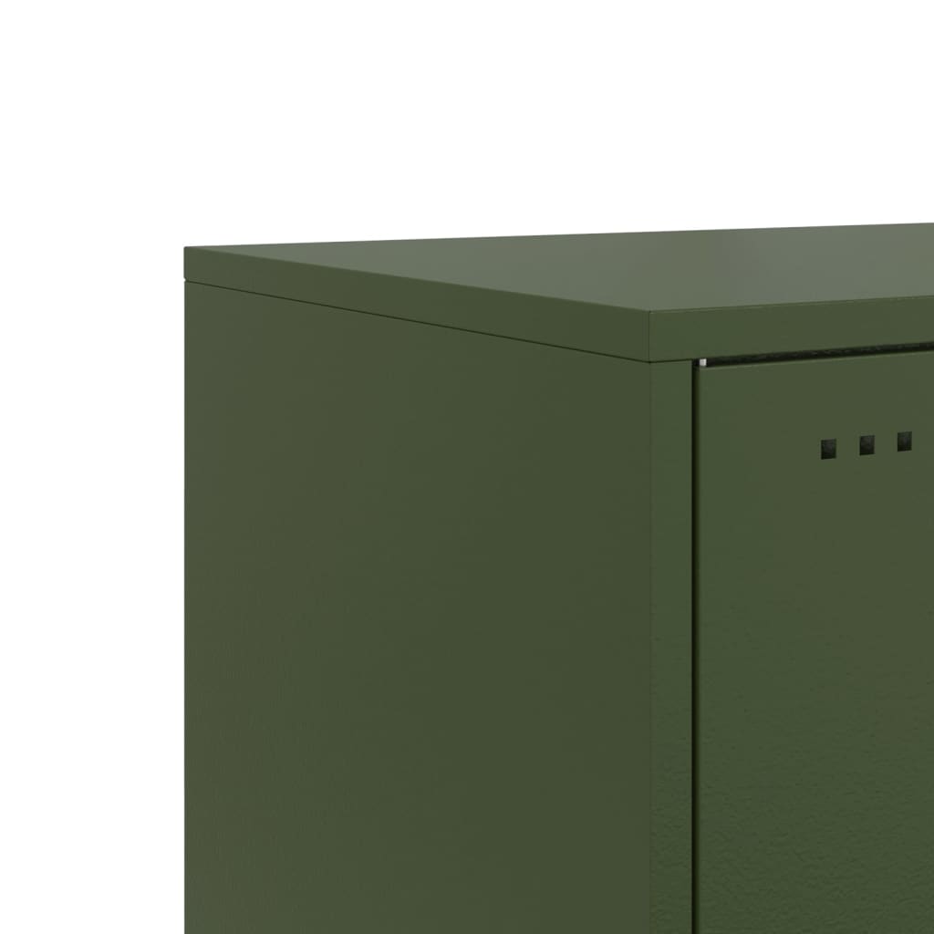 Bedside tables 2 pcs. Olive green 36x39x78 cm steel