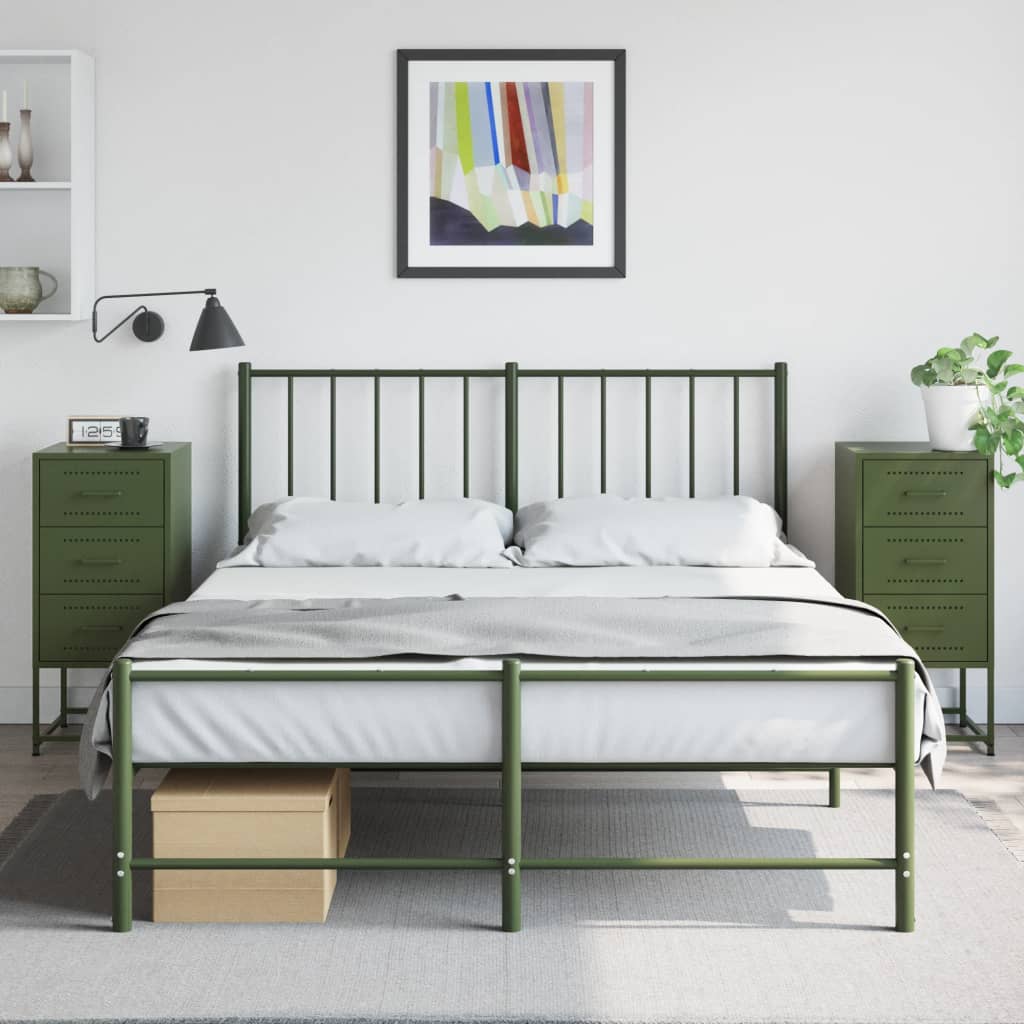 Bedside tables 2 pcs. Olive green 36x39x78 cm steel