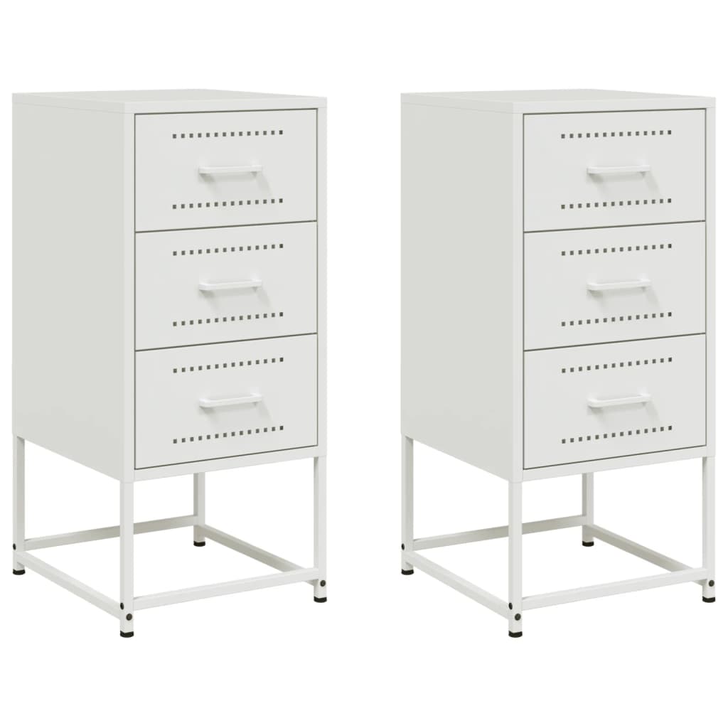 Tables de chevet 2 pcs. Blanc 36x39x78 cm en acier