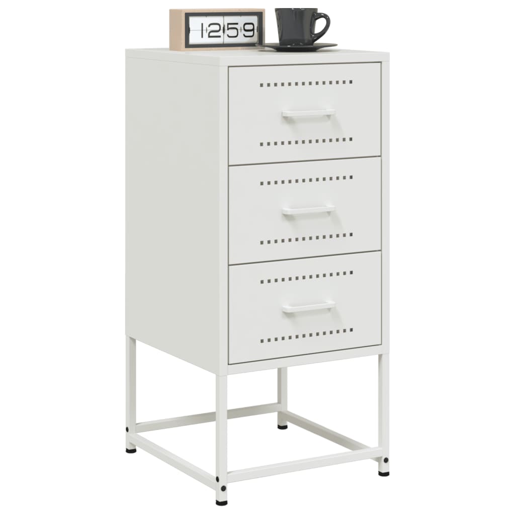Tables de chevet 2 pcs. Blanc 36x39x78 cm en acier