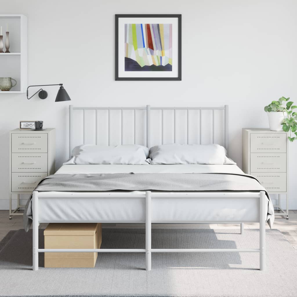 Tables de chevet 2 pcs. Blanc 36x39x78 cm en acier