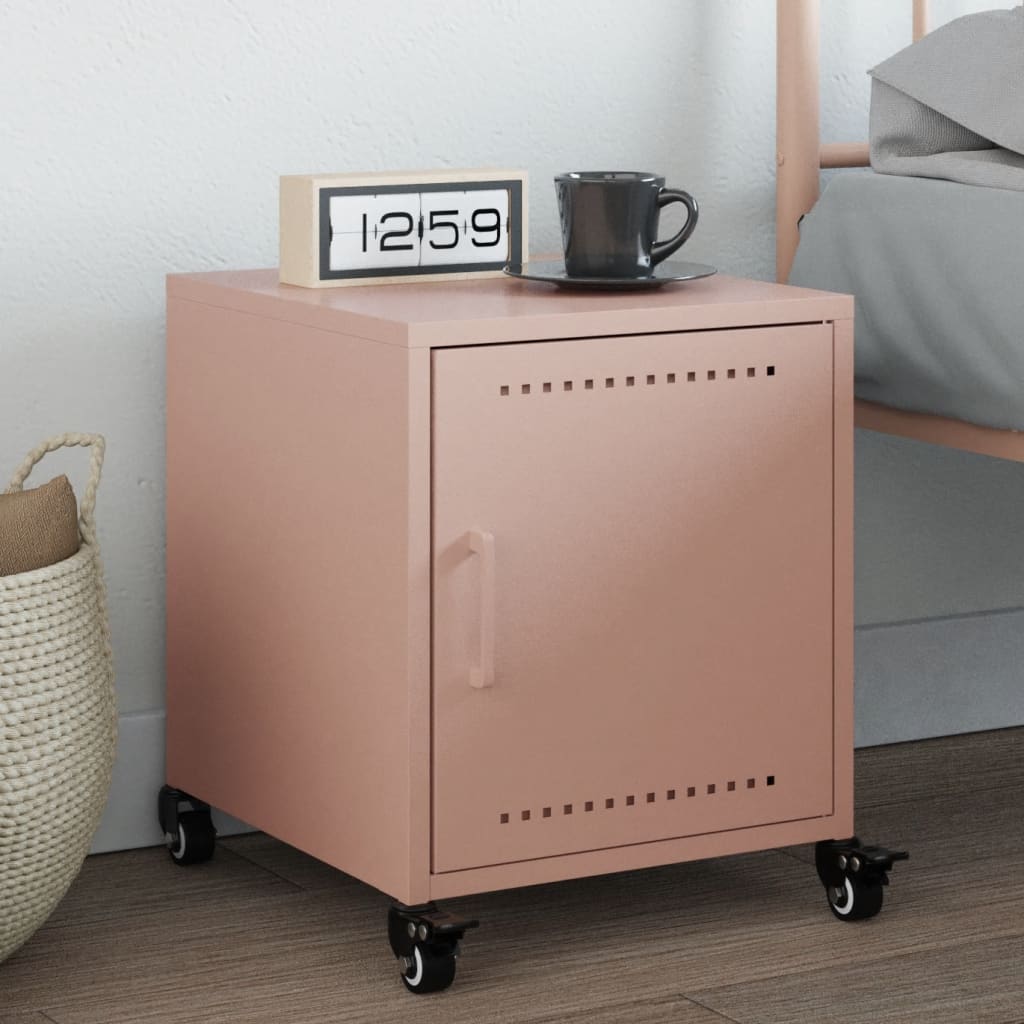 Bedside Table Pink 36x38.5x43.5 cm Steel