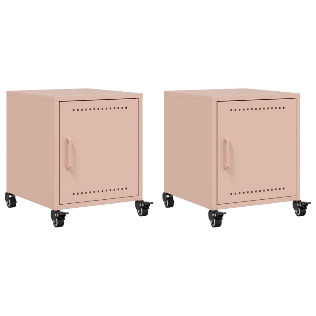 Tables de chevet 2 pcs. Rose 36x39x43,5 cm en acier