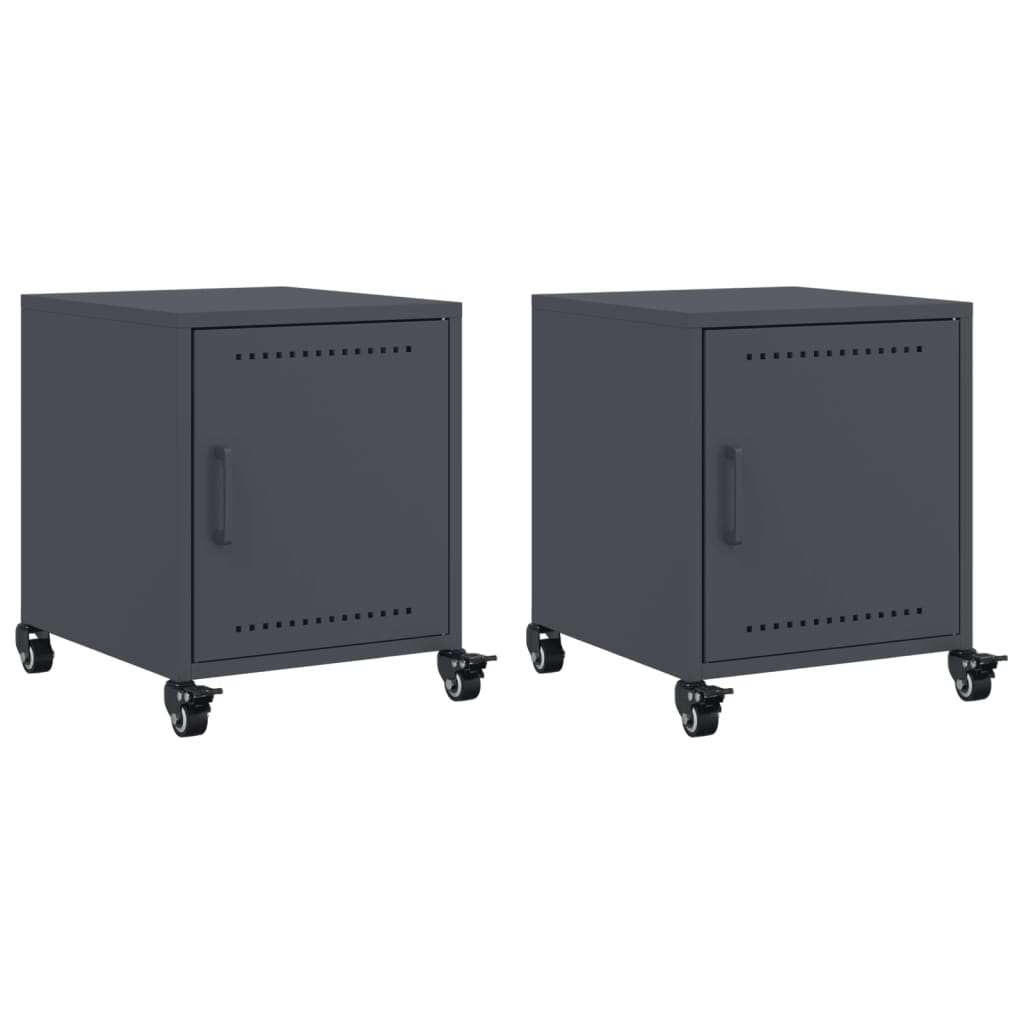 Bedside tables 2 pcs. Anthracite 36x39x43.5 cm steel