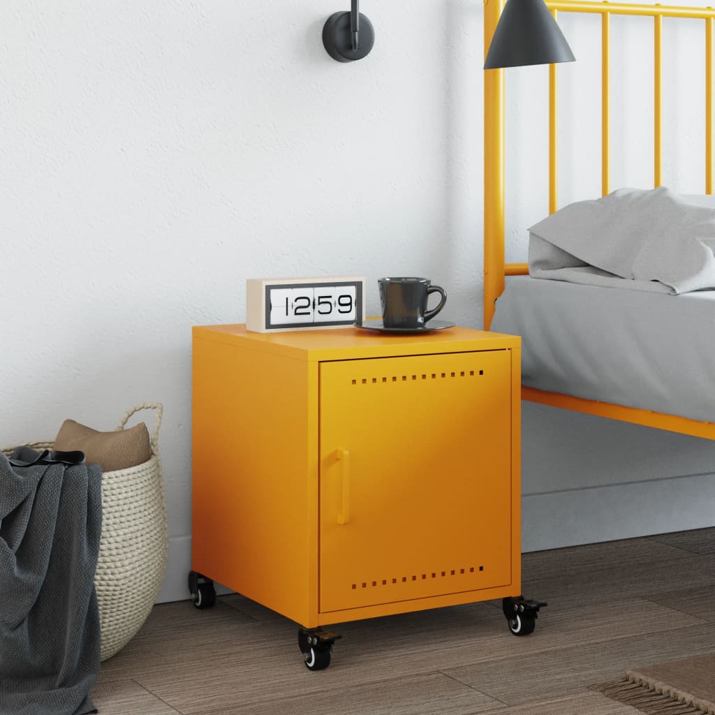 Bedside table mustard yellow 36x39x43.5 cm steel