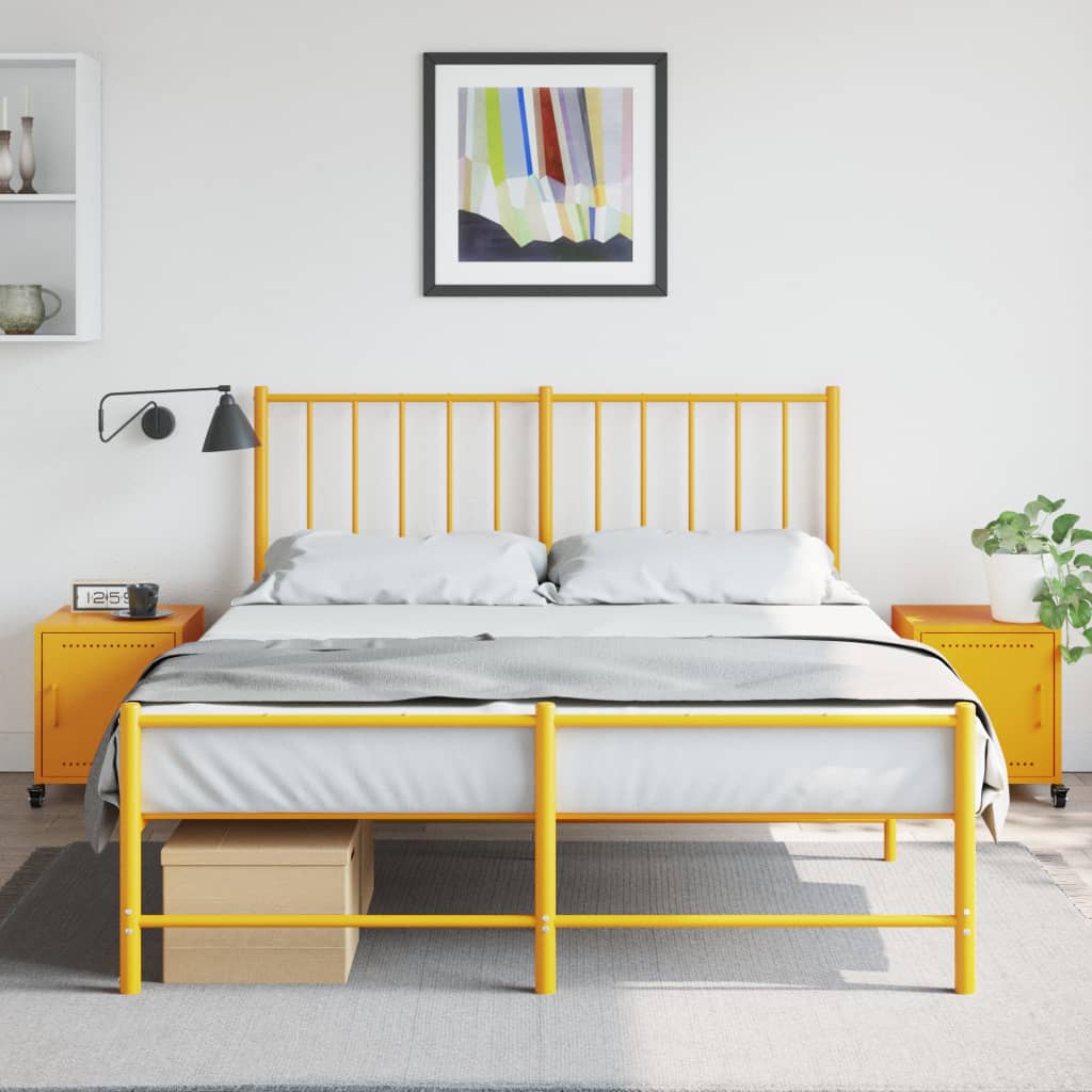 Tables de chevet 2 pcs. Jaune moutarde 36x39x43,5 cm en acier