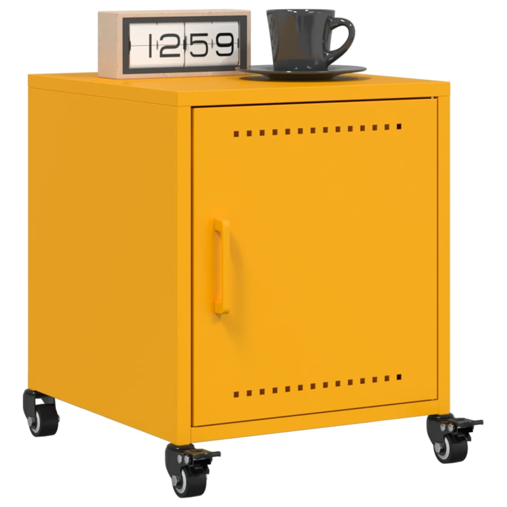Tables de chevet 2 pcs. Jaune moutarde 36x39x43,5 cm en acier