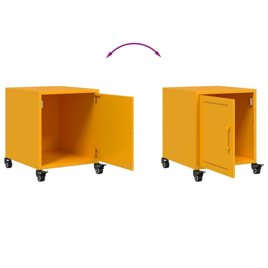 Tables de chevet 2 pcs. Jaune moutarde 36x39x43,5 cm en acier