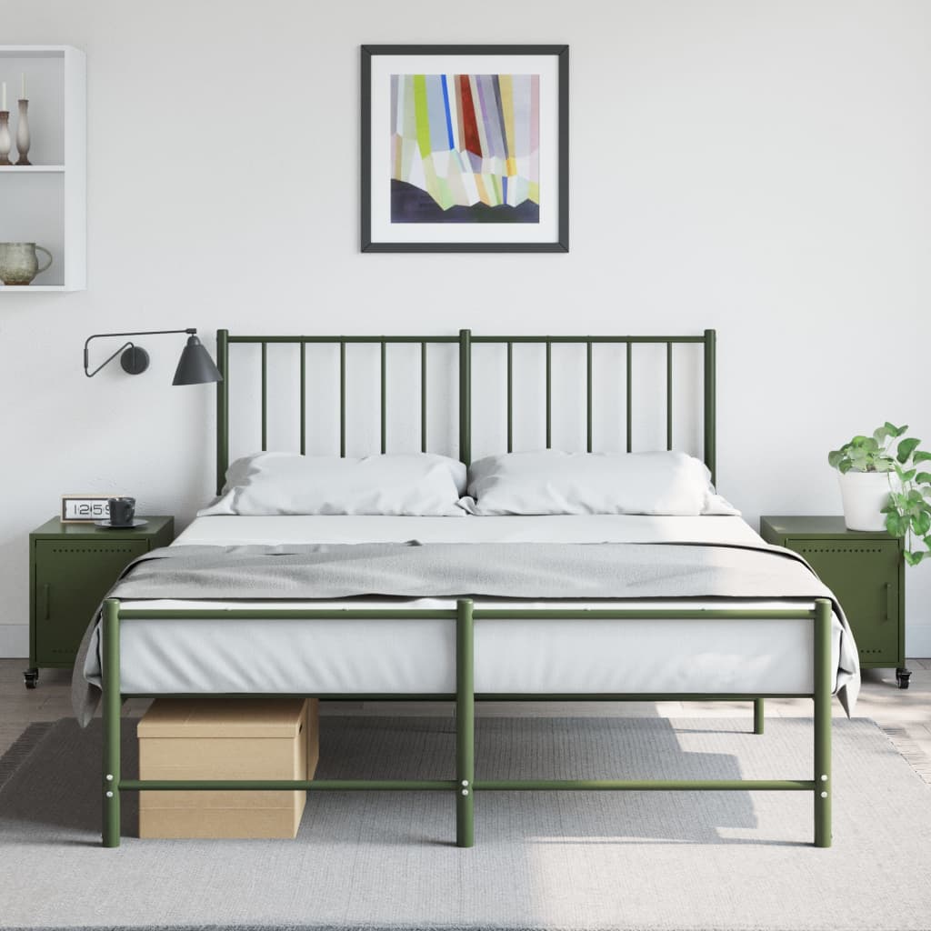 Bedside tables 2 pcs. Olive green 36x39x43.5 cm steel