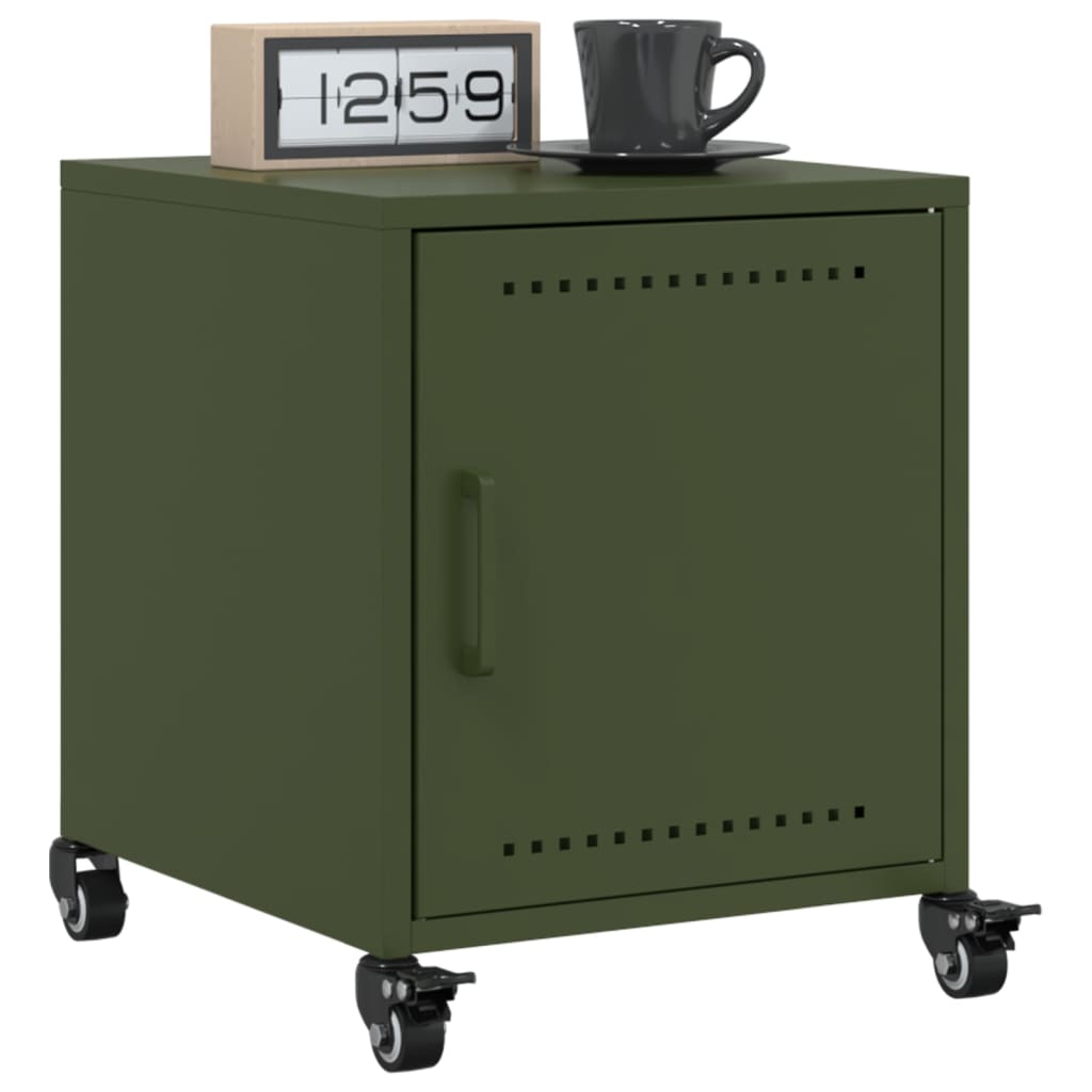 Bedside tables 2 pcs. Olive green 36x39x43.5 cm steel