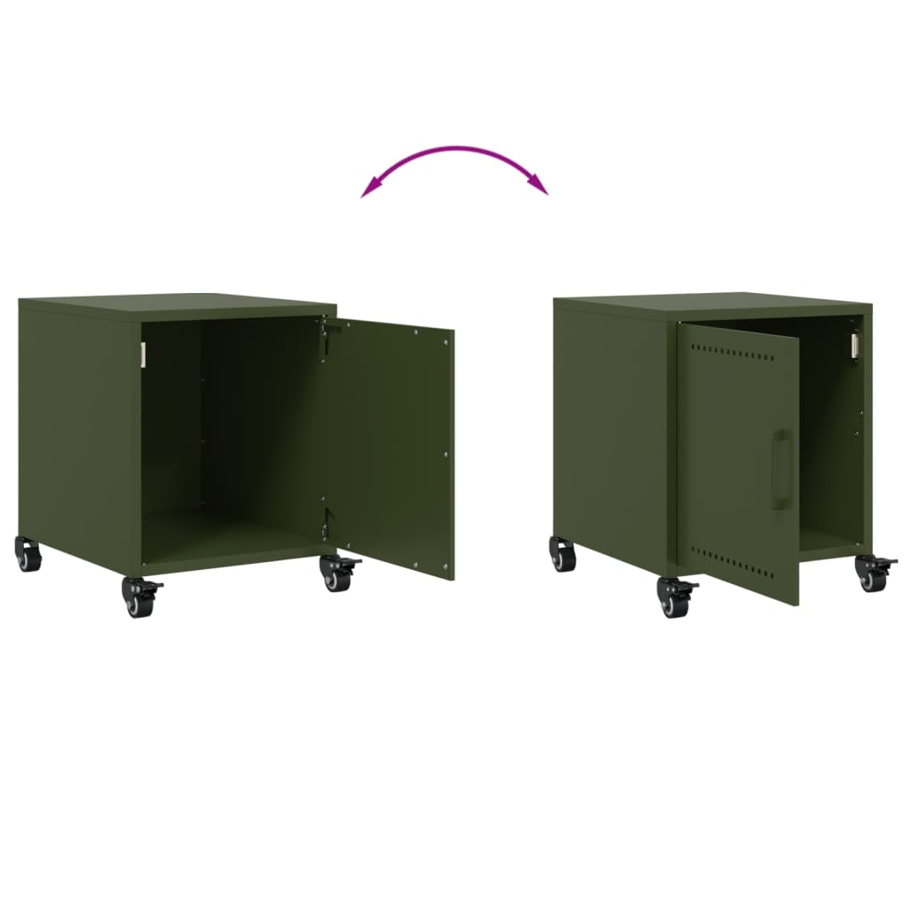 Bedside tables 2 pcs. Olive green 36x39x43.5 cm steel