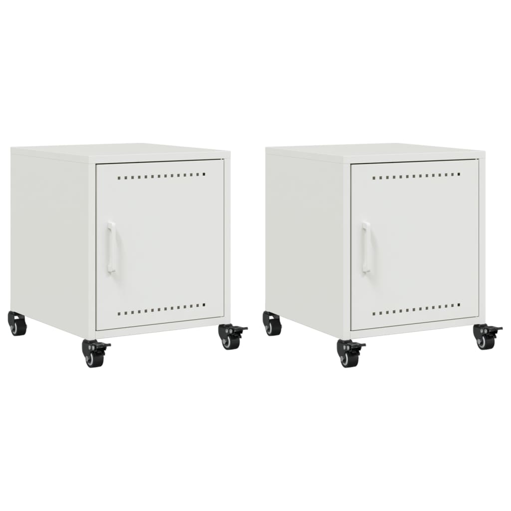 Tables de chevet 2 pcs. Blanc 36x39x43,5 cm en acier