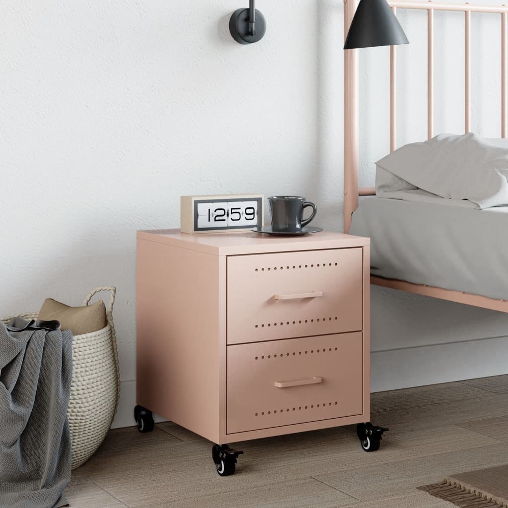 Bedside Table Pink 36x39x43.5 cm Steel