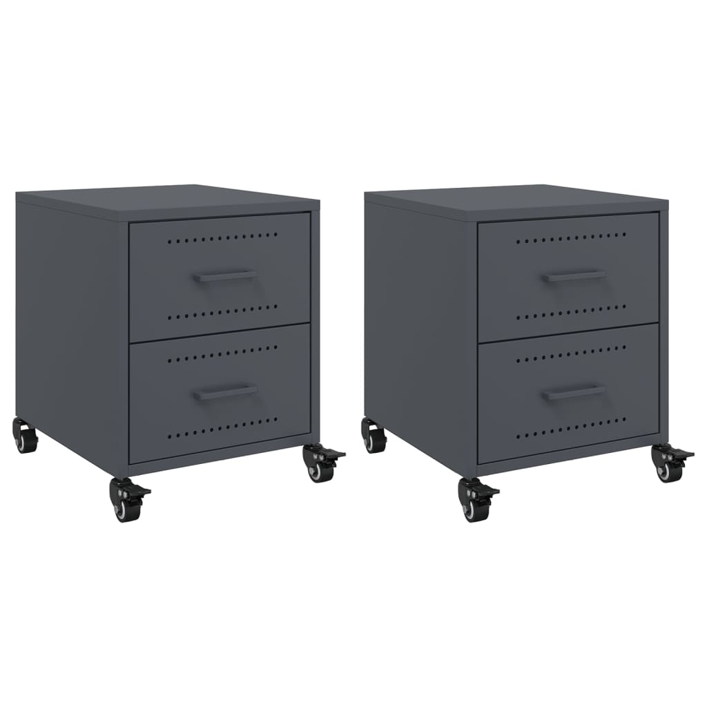 Bedside tables 2 pcs. Anthracite 36x39x43.5 cm steel