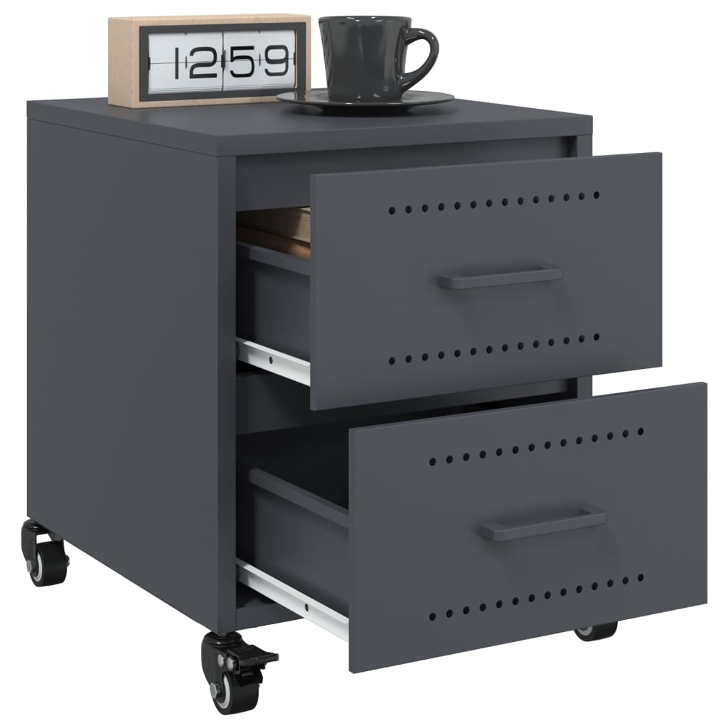 Bedside tables 2 pcs. Anthracite 36x39x43.5 cm steel