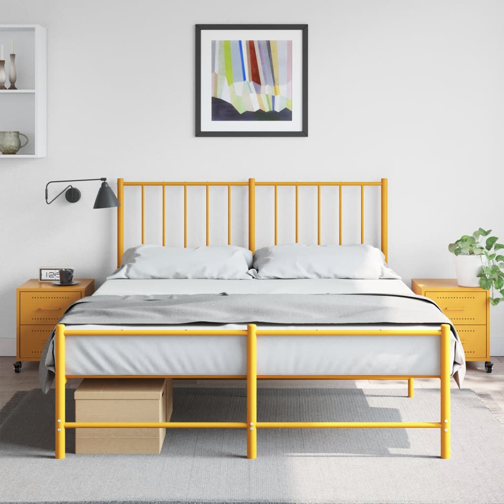 Tables de chevet 2 pcs. Jaune moutarde 36x39x43,5 cm en acier