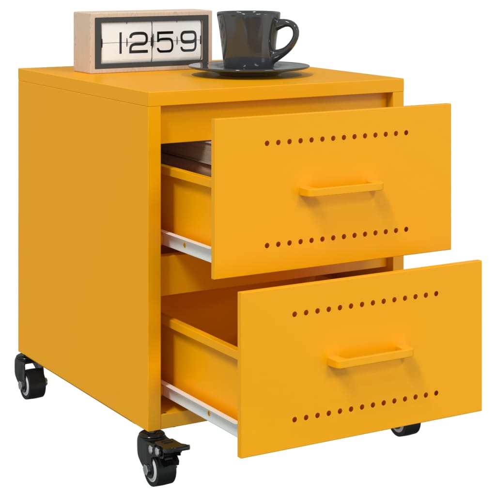 Tables de chevet 2 pcs. Jaune moutarde 36x39x43,5 cm en acier