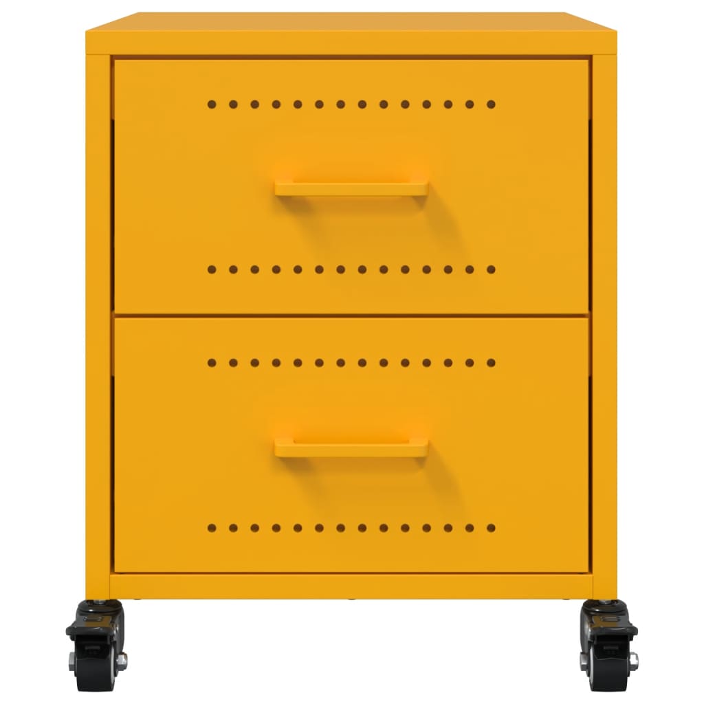Tables de chevet 2 pcs. Jaune moutarde 36x39x43,5 cm en acier